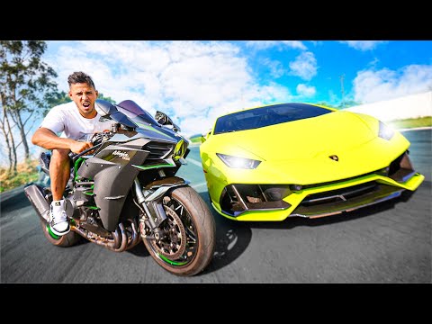 RACHA ENTRE MINHA KAWASAKI H2 SUPERCHARGE VS LAMBORGHINI DE 700CV!