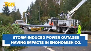 Storm-induced power outages impact Snohomish County schools, shelters