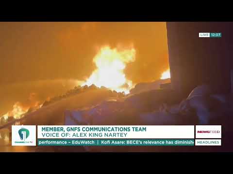 Tema Warehouse Fire: Firefighters Injured as GNFS Battles Rubber Factory Blaze