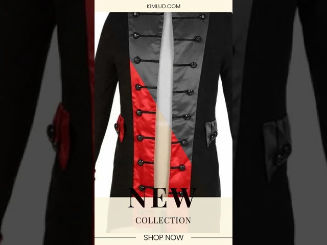 Vídeo relacionado con YORDET Disfraz de príncipe gótico para hombre, chaqueta steampunk, abrigo medieval para hombre, esmoquin para Halloween, cosplay retro (Azul, XL)