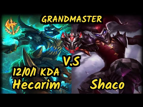 SN Shernfire (HECARIM) vs SHACO - 12/0/1 KDA JUNGLE GAMEPLAY - NA Ranked GRANDMASTER v9.6