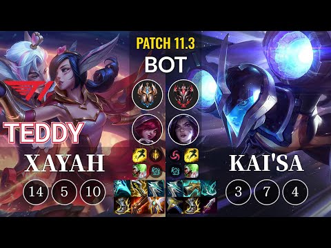 T1 Teddy Xayah vs Kai'Sa Bot - KR Patch 11.3