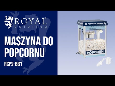 Video - Maszyna do popcornu - niebieska z daszkiem - 1500 W - 5 kg/h