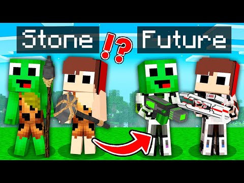 JJ & Mikey from STONE to FUTURE in Minecraft - Maizen