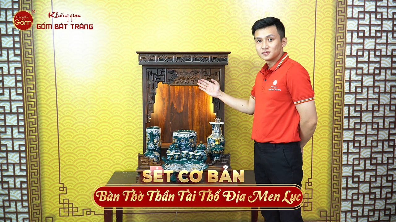 Bộ Đồ Thờ Thần Tài Thổ Địa (Cơ Bản 9 Món) Men Lục