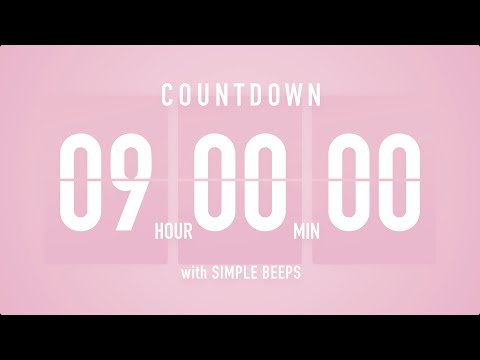 9 Hour Countdown Timer 🌸 Flip Clock with Simple Beeps 🔔