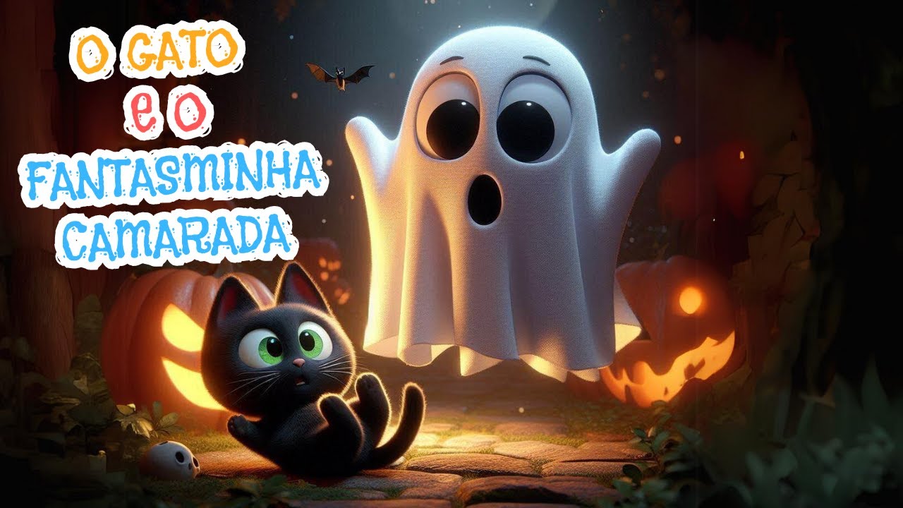 O gato e o Fantasminha camarada - Uma Noite de Halloween | Historinha Infantil