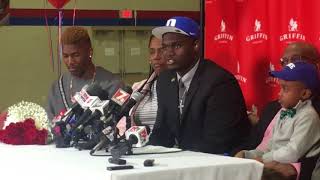 Spartanburg Day School Star Zion Williamson answers questions at his college reveal ceremony