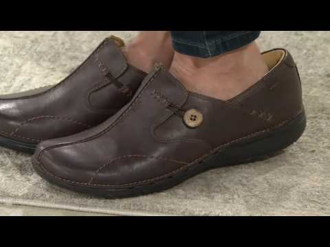 Clarks Unstructured Leather Slip-on Shoes - Un.Loop on QVC