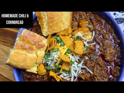 Delicious Homemade Beef Chili with Cornbread Recipe||...