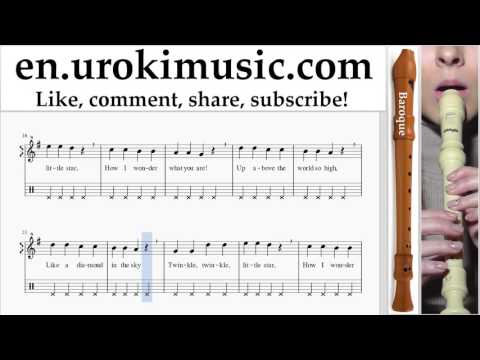 How to Play Recorder (B.) Twinkle Twinkle - Little Star Tabs Part#2 um-b-rn352