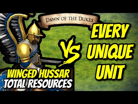 WINGED HUSSAR (Poles) vs EVERY UNIQUE UNIT (Total Resources) | AoE II: Definitive Edition