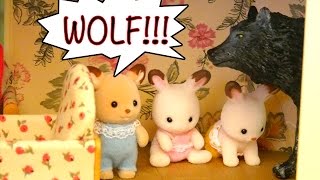Story for Kids With Calico Critters Toys! The Wolf & the 3 Bunnies