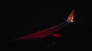 Southwest Boeing  737-700 Flight 492 Denver departure. ( Lightning in the distance, night).  6.19.16