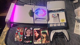 【取付】GEOオリジナル商品冷却ファンLED FAN USB2ポート風量4段階調整P5272 WHをPlayStation5 Slimのカバー取替えて取付！！実況#6055(*•̀ㅂ•́)و✧