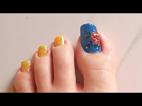 Toenail 😍Diseño de Uñas Flores Fàcil para pie / Uñas Decoradas simples y sencillas