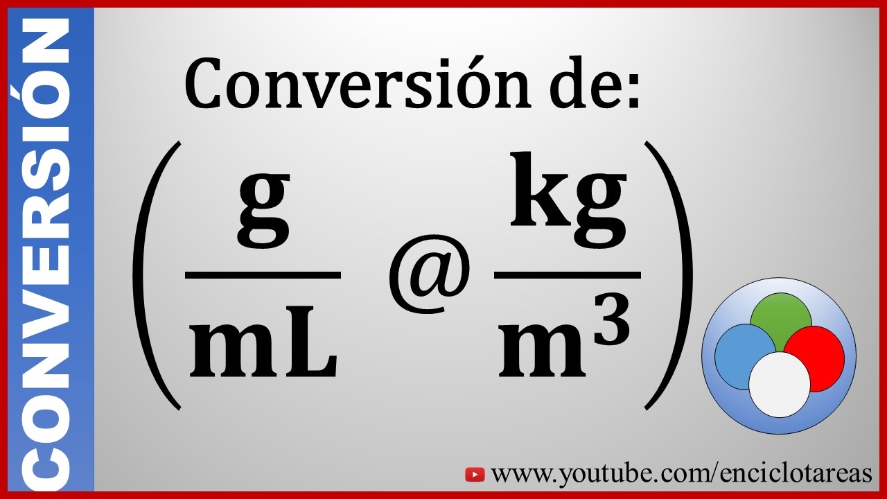 Convertir de g/mL a kg/m³ - Conversión de unidad.