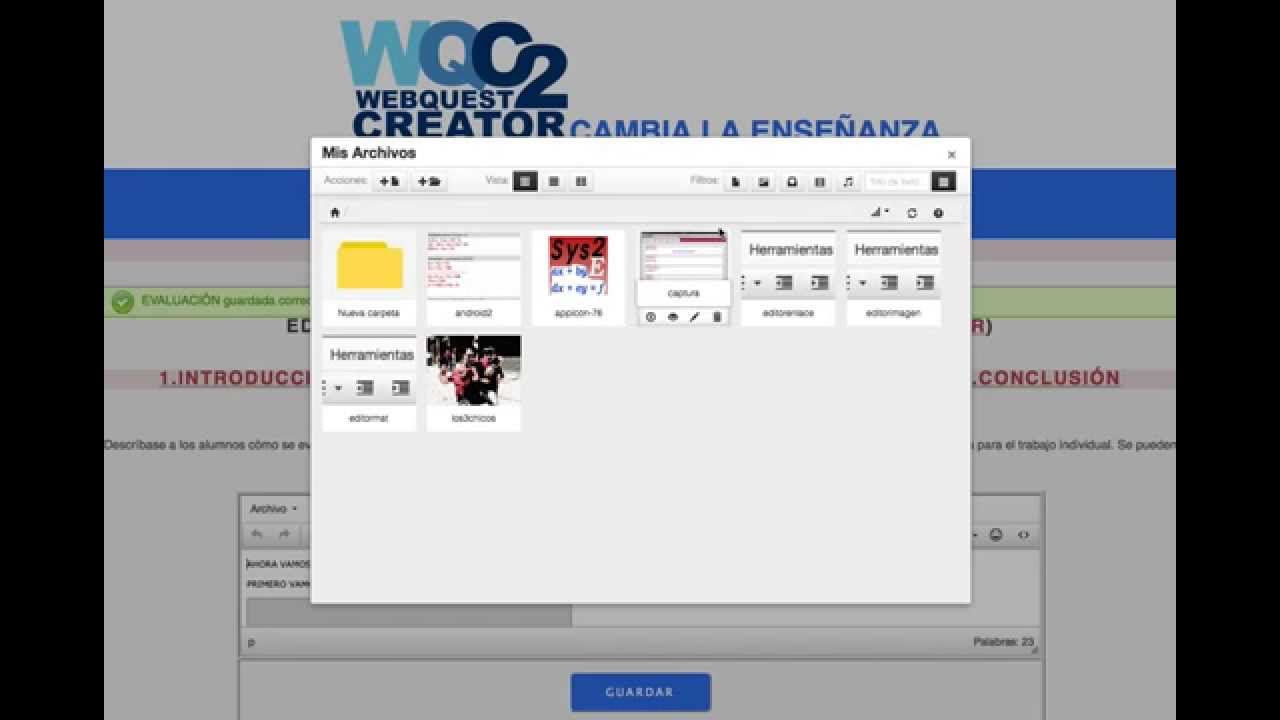 Tutorial Webquest Creator 2. Parte 2