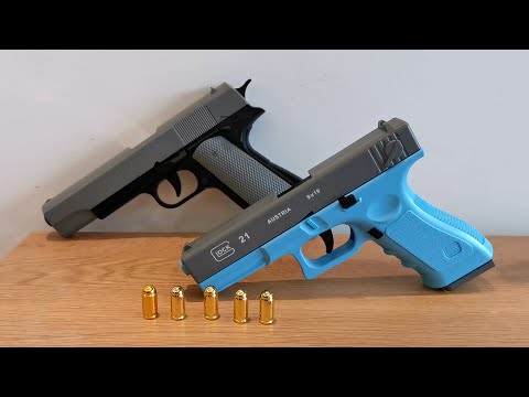 Glock 21 & Colt M1911 Blowback Toy Gun 2022 - Automatic Shell Ejecting Pistol