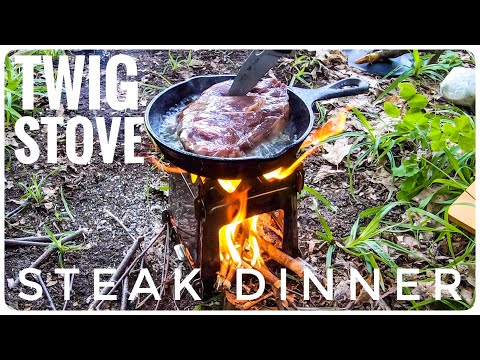 Twig Stove Steak Dinner In The Woods | Backpacking Stove