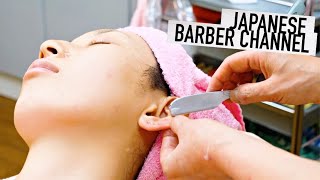 🗾 Straight Razor Face Shaving By a Female Japanese Barber / Woman with clean skin / No Talk / ASMR 🗾