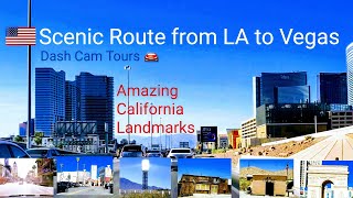 Dash Cam Tours • Road Trip from Los Angeles to Las Vegas. Making Detours at Famous Places