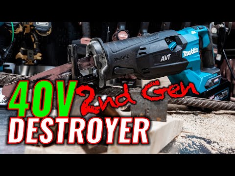 Makita JR002GZ Reciprocating saw XGT, 32mm stroke; švytuoklinio pjovimo funkcija, AVT; greitas ašmenų keitimas; bešepetėlinis variklis, "Z" versija - komplektuojamas be akumuliatoriaus ir kroviklio video