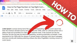 How to Put Page Number on Top Right Corner Google Docs
