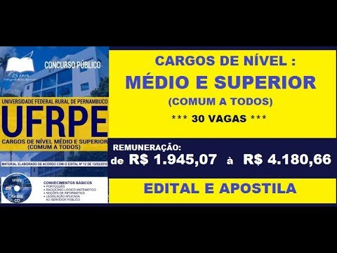 Edital Apostila Concurso UFRPE 2018 Cargos de Nível Médio e Superior COMUM A TODOS
