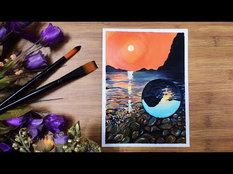 Glass ball reflection painting using Acrylic colours / ArtGlimpse / Acrylic painting challenge #5
