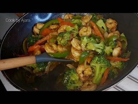 Honey Garlic Shrimp Stir Fry Recipe #stirfry