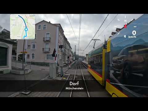 Hinter Führerstandsmitfahrt Linie 10 Basel Tram Dornach Bahnhof - Rodersdorf Station