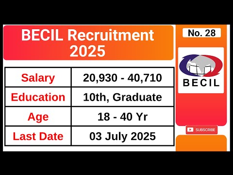 Cook, Driver, Food Bearer Job Vacancy । BECIL Recruitment 2025 | Government Job 2025