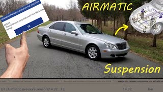 W220 Mercedes S class AIRMATIC Suspension Valve Block LEAK Diagnose Compressor removal Sensors Tests