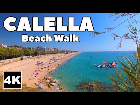 Calella Spain Beach Walk 4K