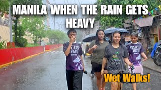 WHEN HEAVY RAIN HITS MANILA — STA. ANA STREET SCENES[4k] walking tour 