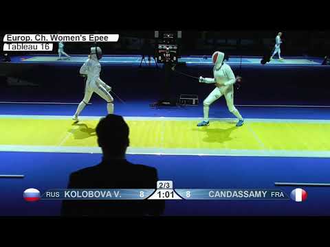 2019 738 T16 04 F E Individual Duesseldorf GER ZCH YELLOW CANDASSAMY FRA vs KOLOBOVA RUS