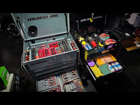 US General 34" Full Bank & 5 Drawer Tool Cart Tour