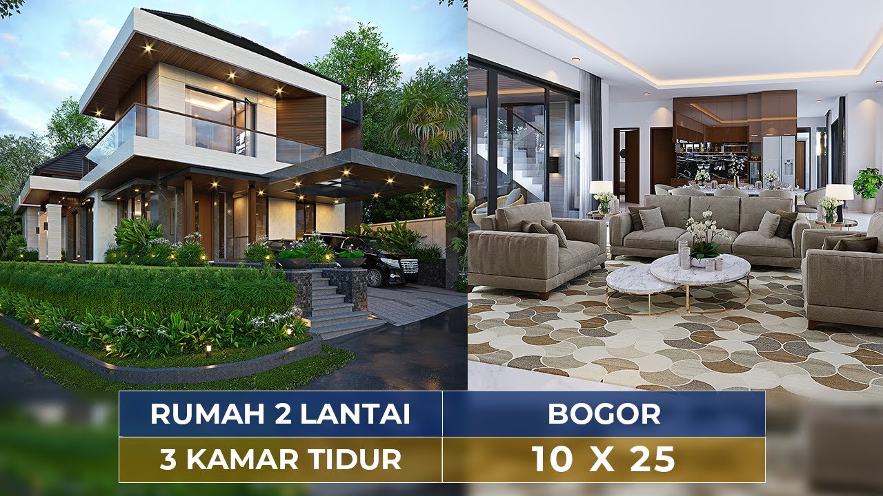 Video 3D Desain Rumah Modern 2 Lantai Bapak AMR 1499 - Bogor