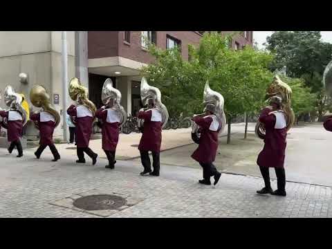 UMASS Minutemen Marching Band 23 September 2023. Walk to the Stadium