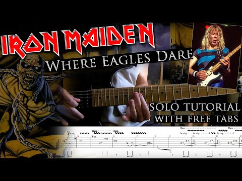 Iron Maiden - Where Eagles Dare Dave Murray's solo lesson (with tablatures and backing tracks)