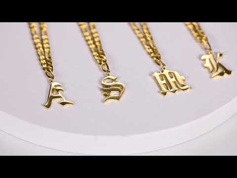 Vintage Initial Letter Necklace For Women Old English Jewelry by CynthiaMinimalist