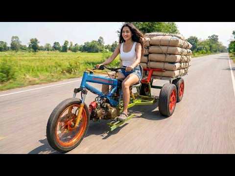 Old Motorcycle Engine and Scrap Wood Become an Incredible Homemade Tractor