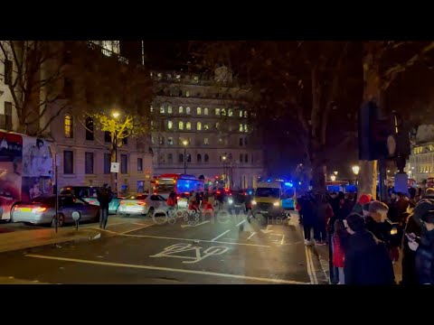 Shqiptarët ia marrin valles për Pavarësinë në mes të Londrës, policia "i hy" në dru