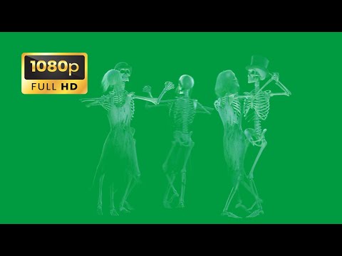 Green screen de esqueletos fantasmas bailando un vals terrorífico - Green screen of ghost skeletons