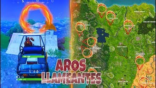 salta a traves de aros llameantes con carro de compras o atk desafios semana 4 fortnite - aros de fuego en fortnite