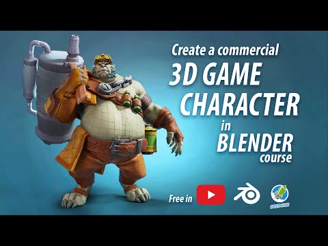 Create a commercial 3D Game Character in Blender full course promo