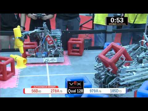 2015 VRC Engr Q128 - 56B 278A vs 979A 185D - 31 to 1 - VEX Worlds 2015 - Engineering Division