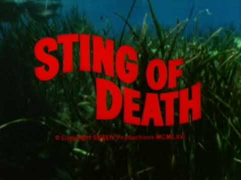 Underwater monster attacks and drown female scuba diver and swimmers. Sting of Death 1965