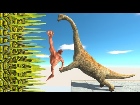 Throwing all units on rotating blades by brachiosaurus - Animal Revolt Battle Simulator